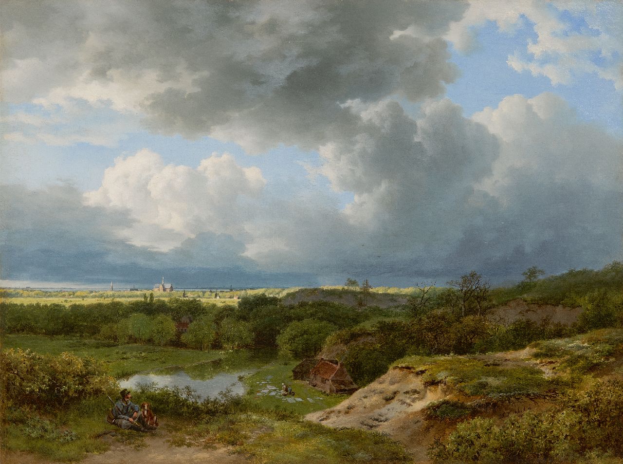 Koekkoek B.C.  | Barend Cornelis Koekkoek | Paintings offered for sale | Panoramic landscape with Haarlem in the distance, oil on canvas 39.4 x 52.4 cm, signed l.r. and dated 1836