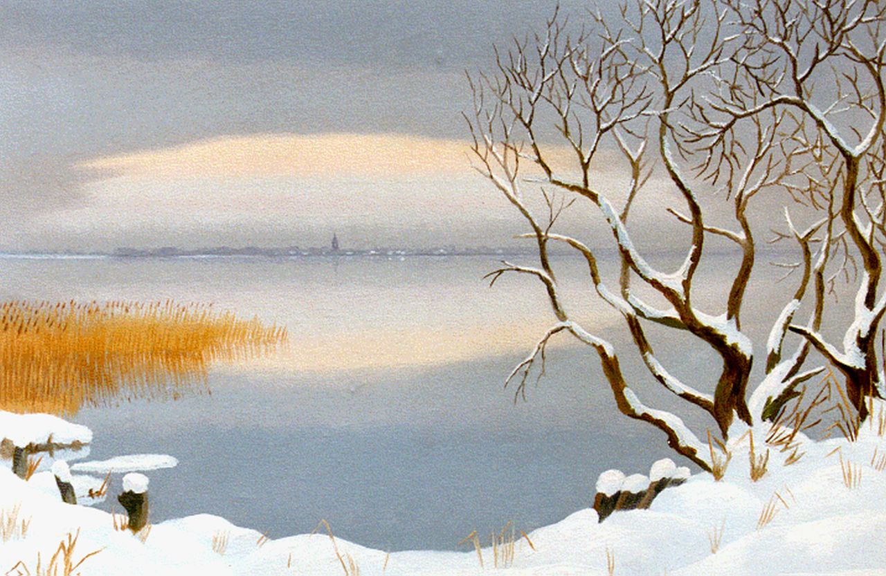 Smorenberg D.  | Dirk Smorenberg, The Loosdrechtse Plassen in winter, oil on canvas 45.2 x 60.0 cm, signed l.r. and painted between 1949-1950