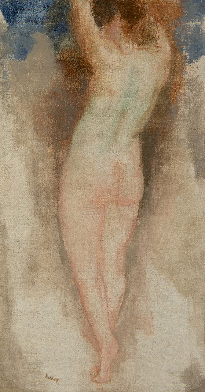Kelder A.B.  | Antonius Bernardus 'Toon' Kelder | Paintings offered for sale | Female nude, standing, oil on canvas laid down on board 32.6 x 17.7 cm, signed l.l. and without frame