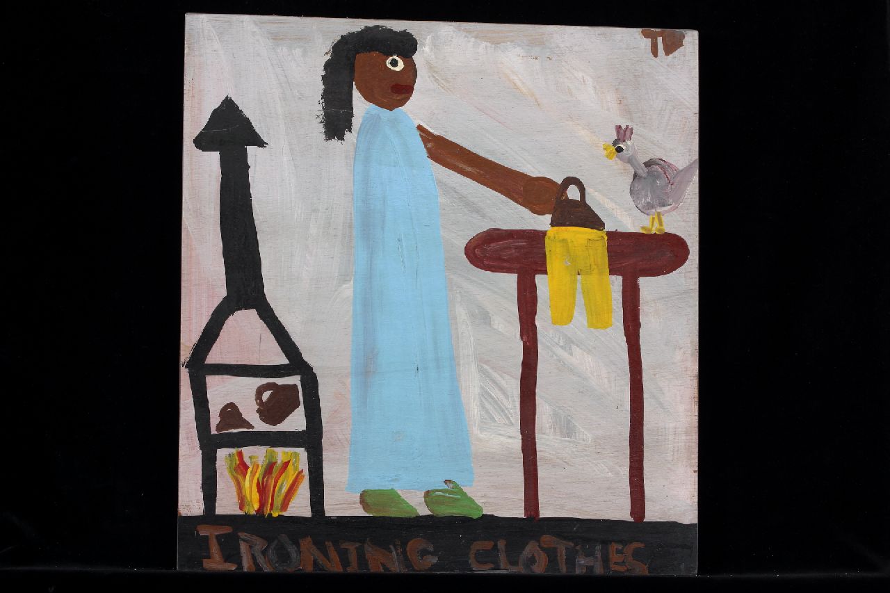 Brown T.  | Timothy 'Tim' Brown | Paintings offered for sale | Ironing clothes, acrylic on panel 42.9 x 40.3 cm, signed u.r. with initials