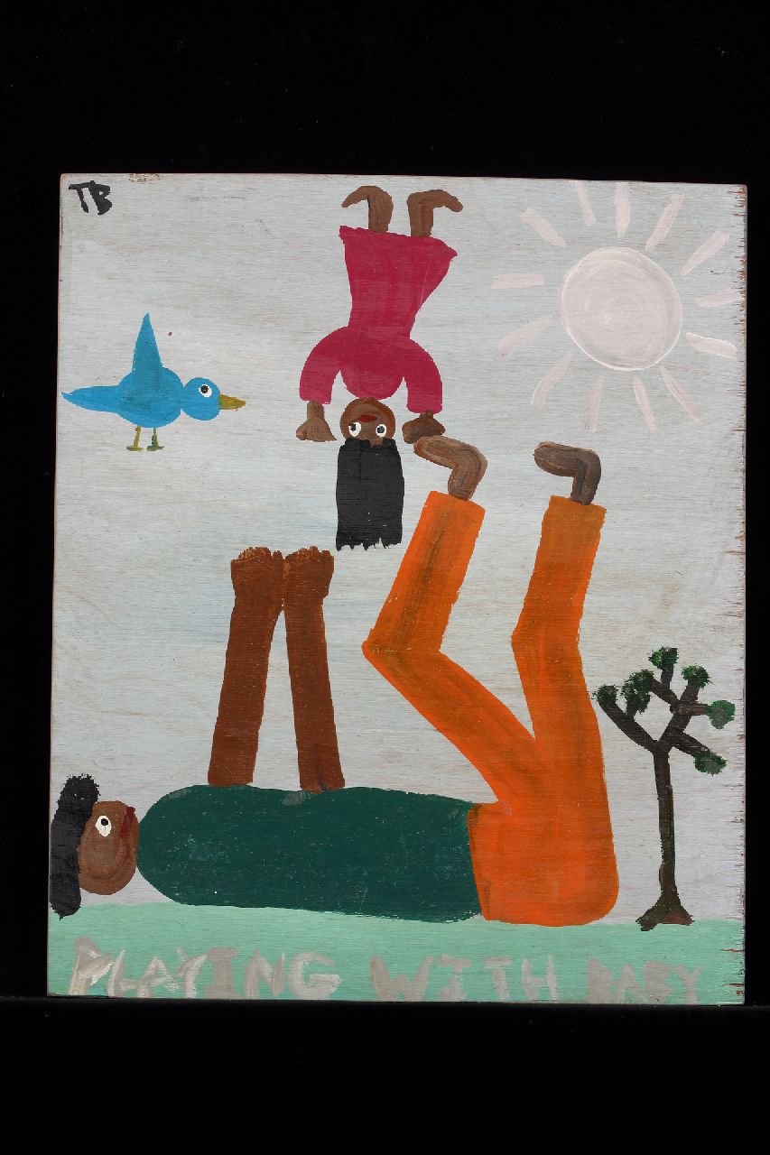 Brown T.  | Timothy 'Tim' Brown | Paintings offered for sale | Playing with baby, acrylic on panel 45.0 x 37.7 cm, signed u.l. with initials