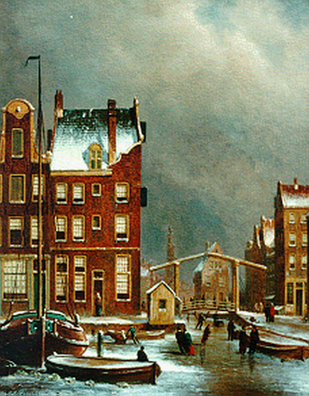 Jongh O.R. de | Oene Romkes de Jongh, View of the Groenburgwal, Amsterdam, oil on canvas 67.0 x 54.0 cm, signed l.l.