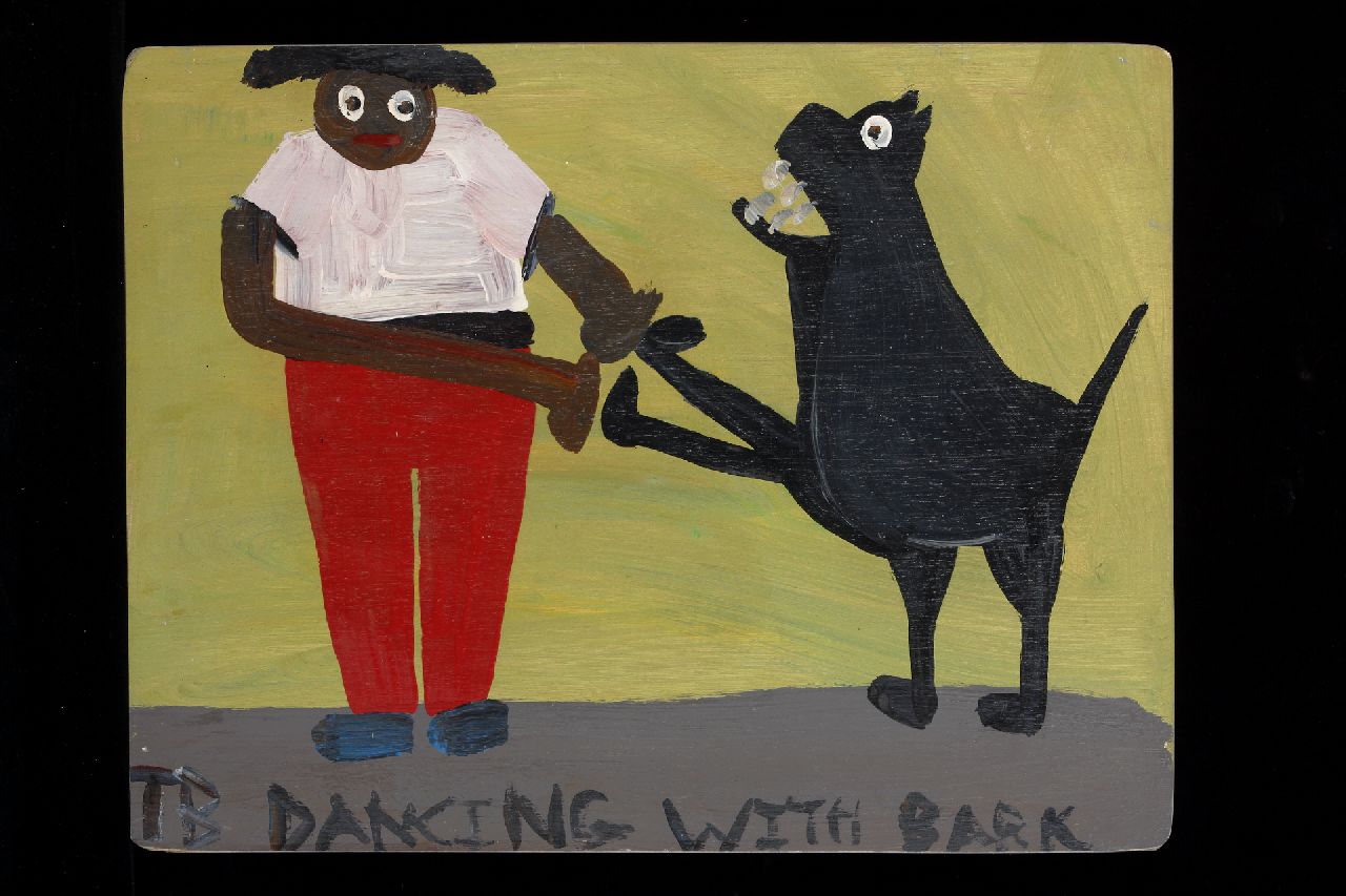 Brown T.  | Timothy 'Tim' Brown | Paintings offered for sale | Dancing with bark, acrylic on panel 35.2 x 45.3 cm, signed l.r. with initials