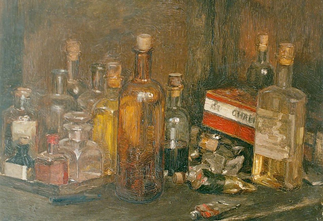 Luijt A.M.  | Arie Martinus 'Thies' Luijt, Painter's equipment, oil on panel 27.0 x 36.1 cm, signed l.l.