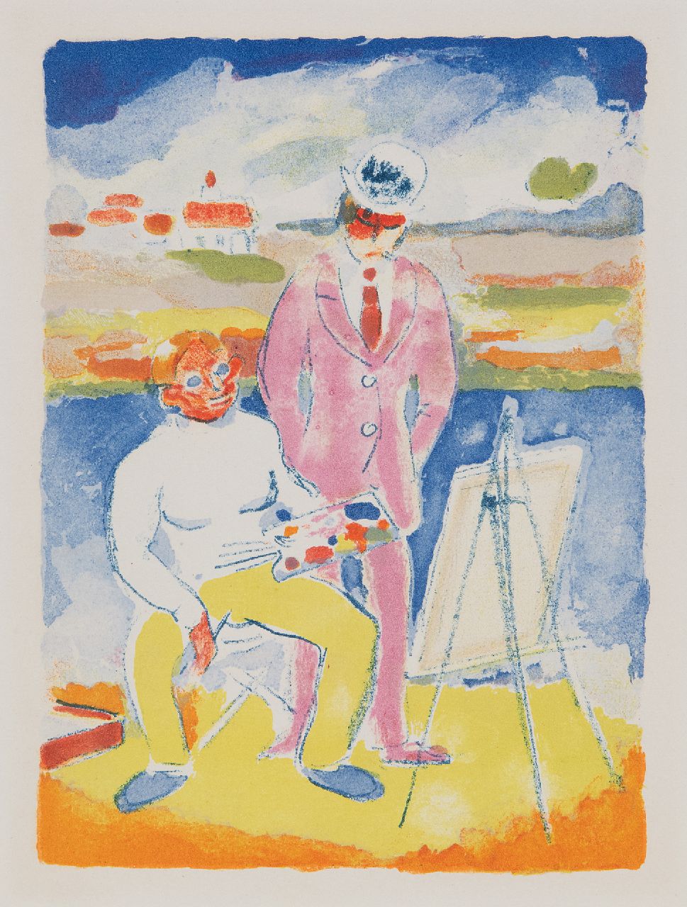Dongen C.T.M. van | Cornelis Theodorus Maria 'Kees' van Dongen | Prints and Multiples offered for sale | Vlaminck et Derain à Chatou (illustration from Roland Dorgelès, 'Au Beau Temps de la Butte', 1949), lithograph 28.1 x 21.7 cm, executed ca. 1949