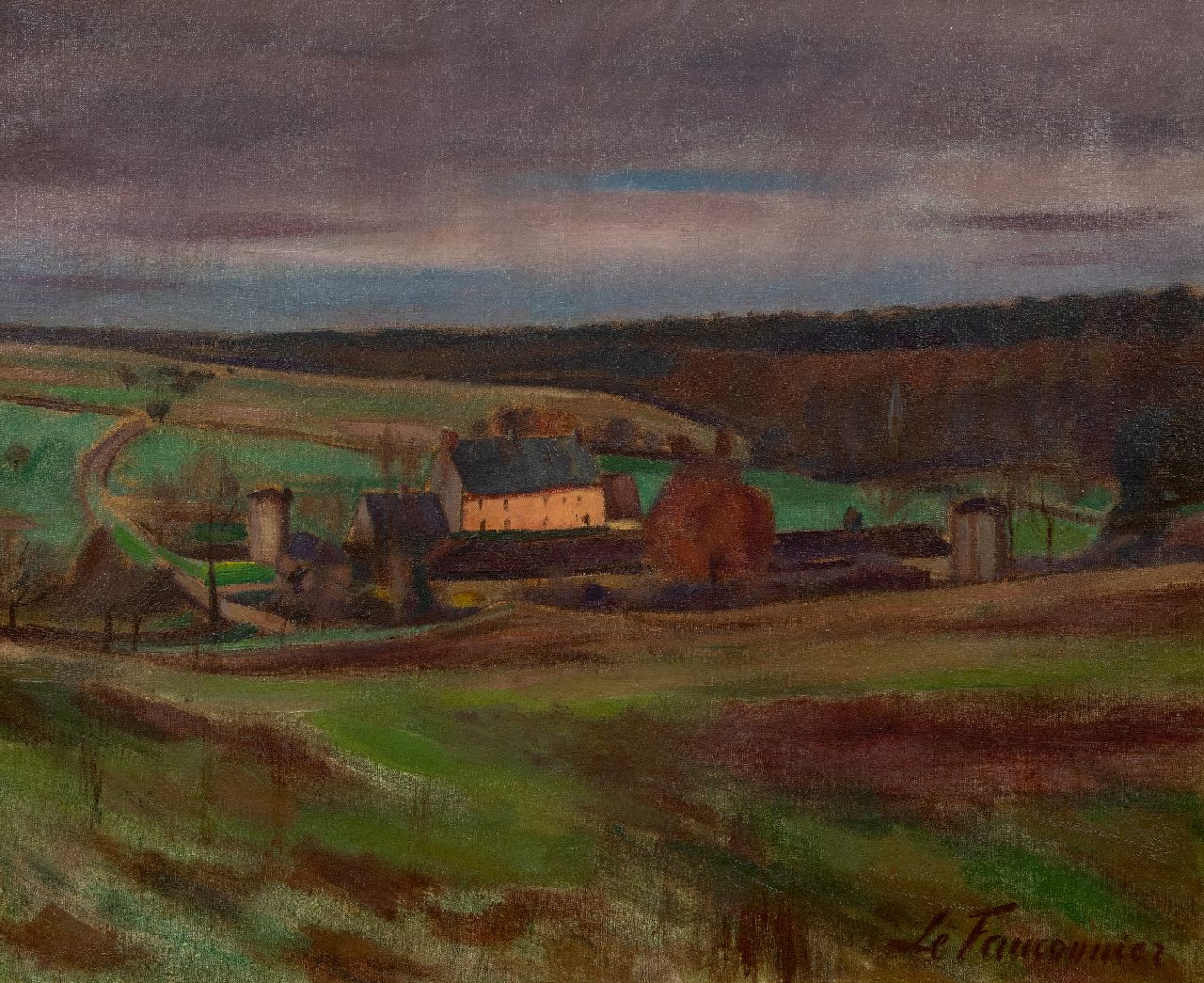 Fauconnier H.V.G. Le | 'Henri' Victor Gabriel Le Fauconnier, Landscape Grosrouvres, France, oil on canvas 60.1 x 73.4 cm, signed l.r. and on the reverse and dated on the reverse 1939