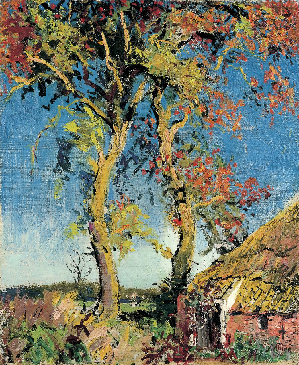 Altink J.  | Jan Altink, A farm in a summer landscape, oil on canvas 60.6 x 50.2 cm, signed l.r. and dated '46