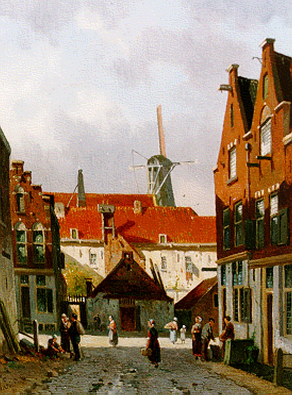 Eversen A.  | Adrianus Eversen, Townscape, oil on panel 27.4 x 21.0 cm, signed l.l.