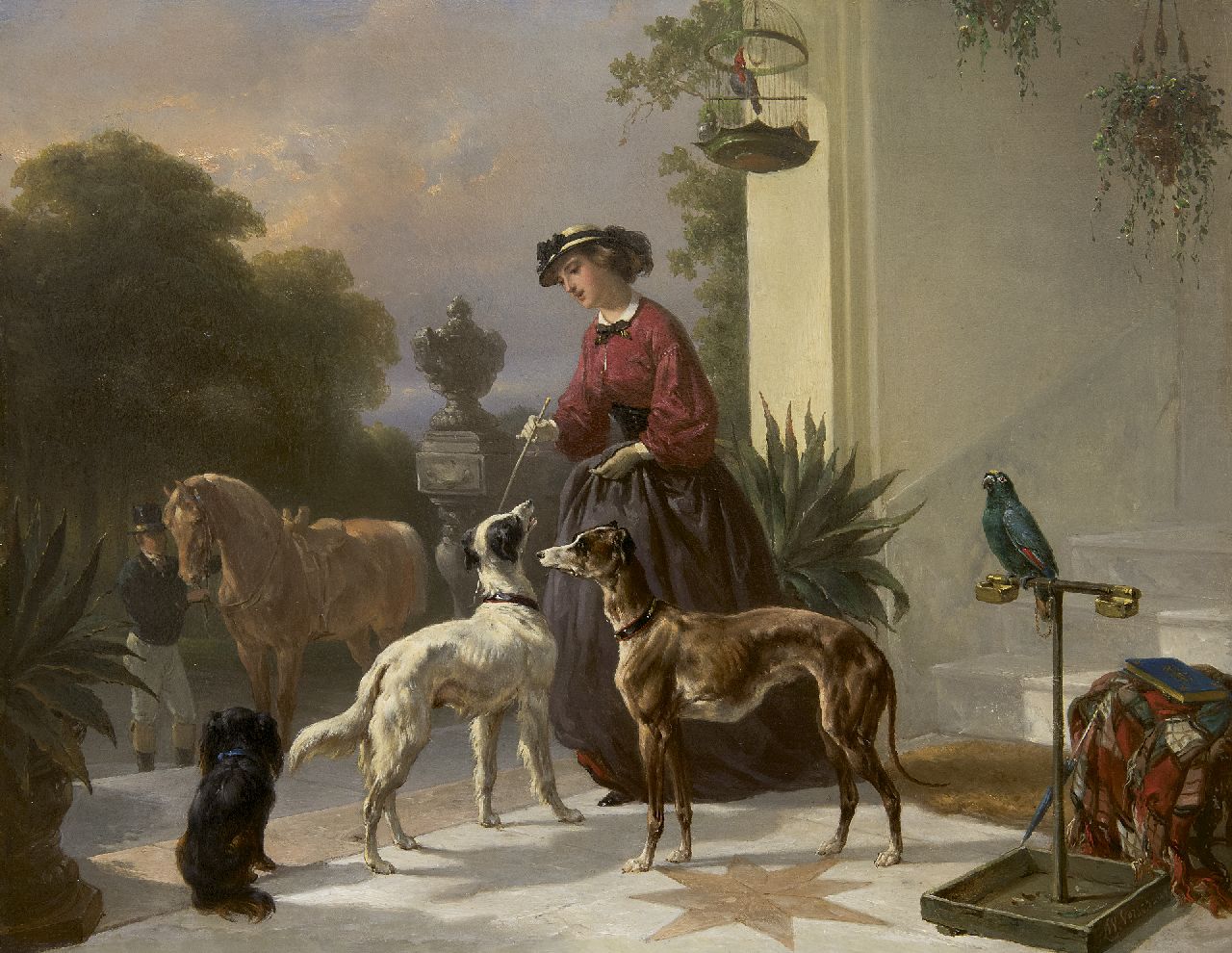Verschuur W.  | Wouterus Verschuur, After the ride, oil on panel 34.5 x 45.0 cm, signed l.r.