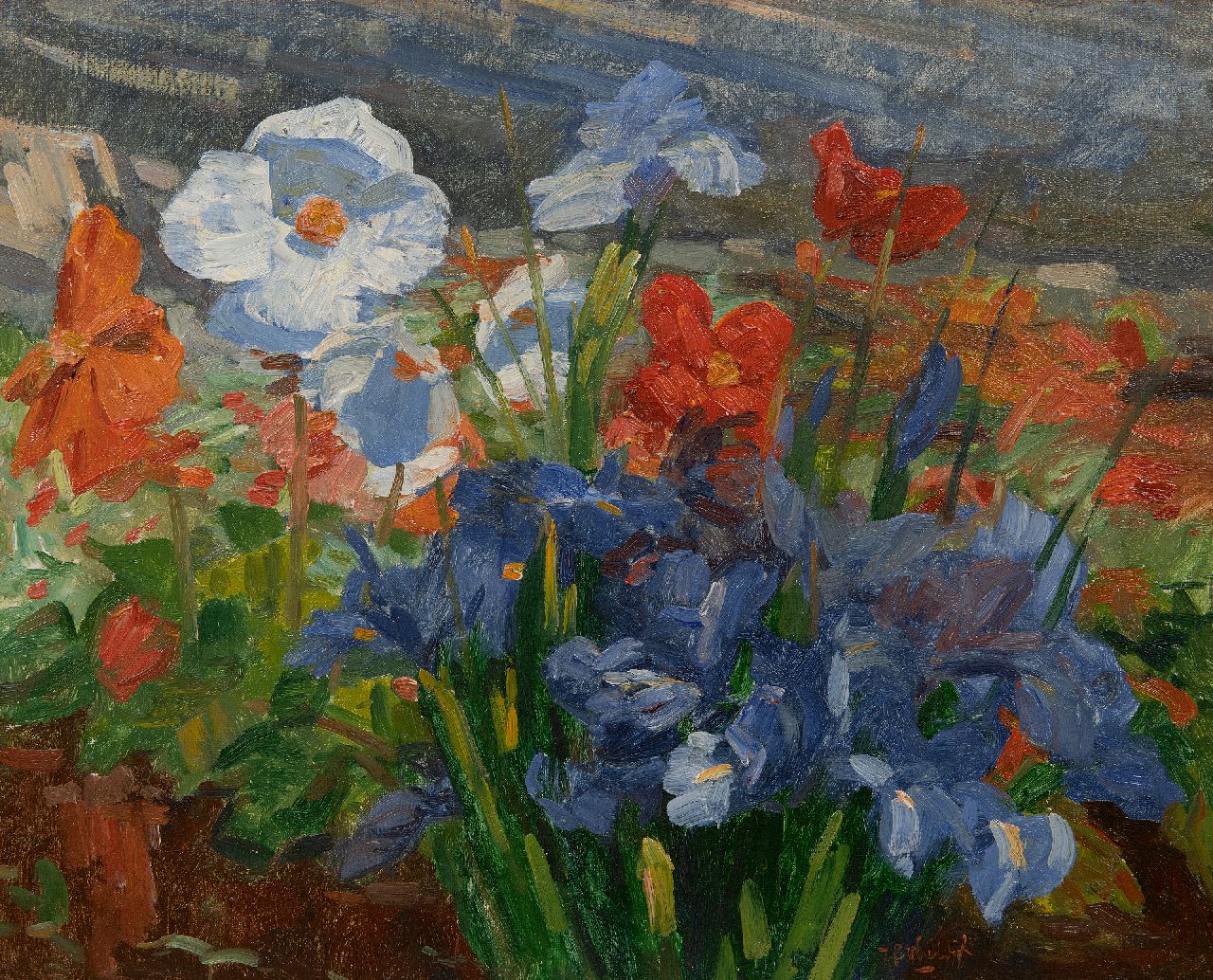 Bobeldijk F.  | Felicien Bobeldijk | Paintings offered for sale | Greenhouse in Aalsmeer, oil on canvas 41.3 x 51.3 cm, signed l.r.