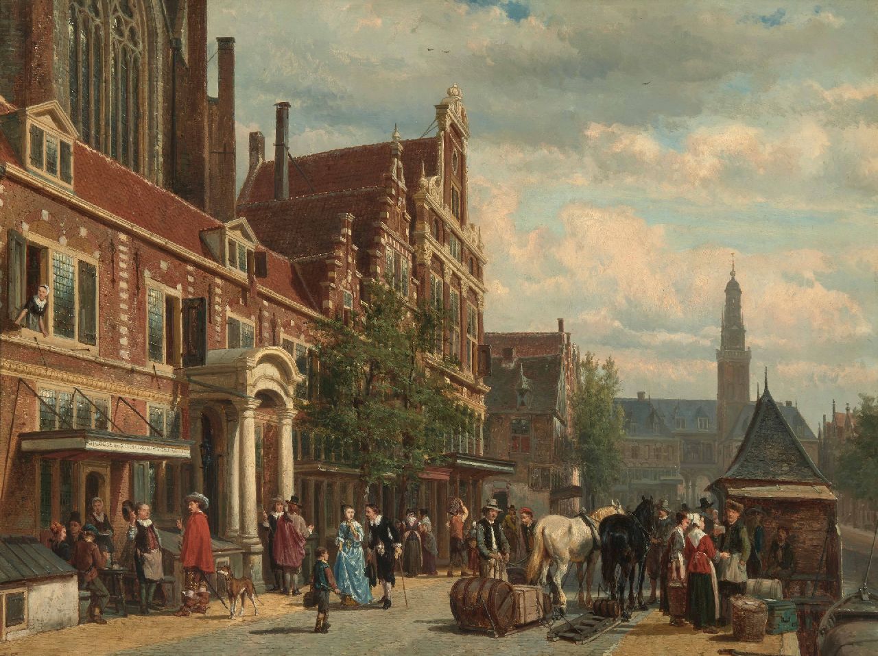 Springer C.  | Cornelis Springer | Paintings offered for sale | View on the Rokin, Amsterdam, oil on panel 48.5 x 65.0 cm, signed l.l. and dated 1879