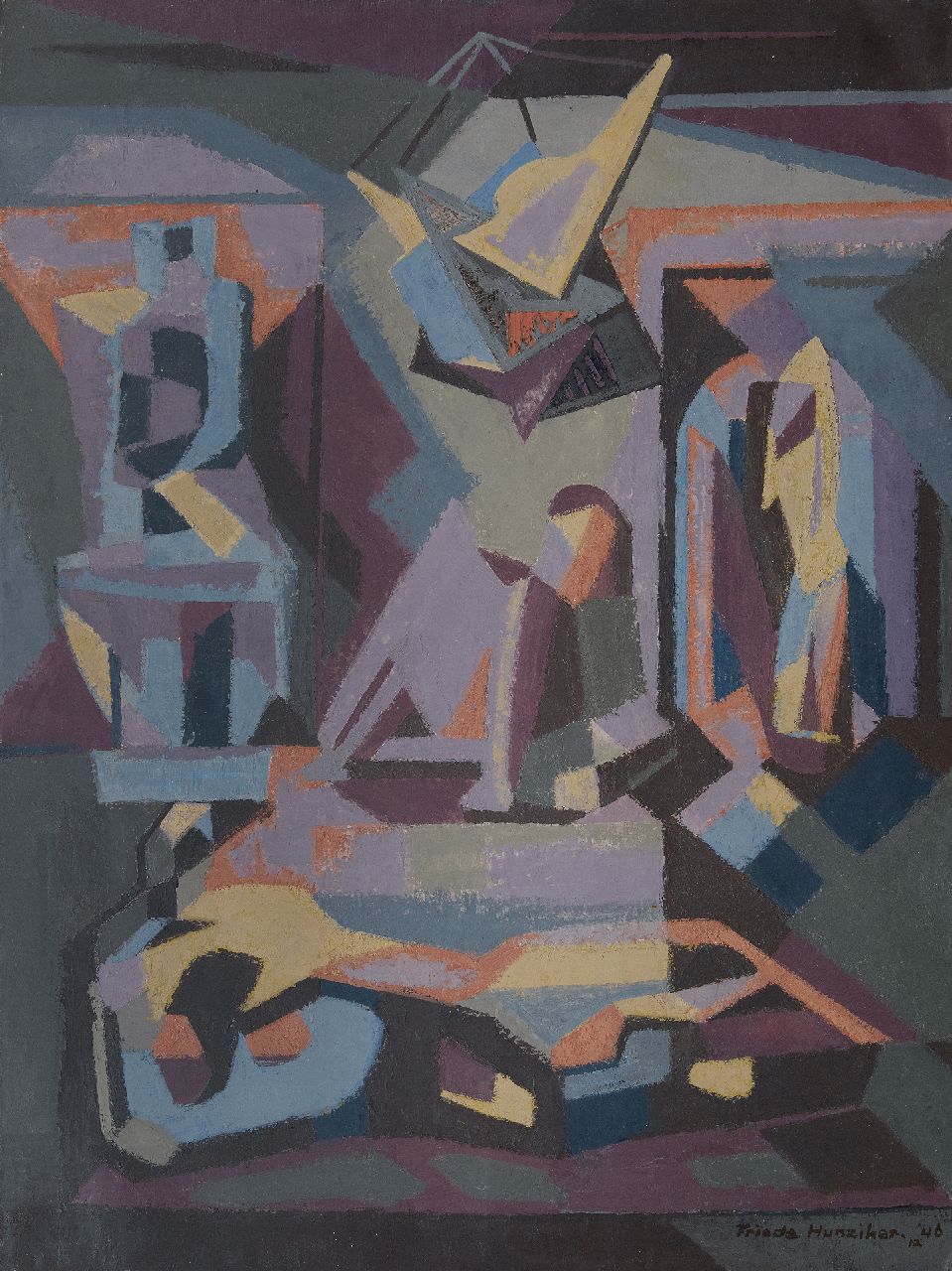 Hunziker F.  | Frieda Hunziker, Exposition, oil on canvas 99.3 x 74.6 cm, signed l.r. and dated 12 '46