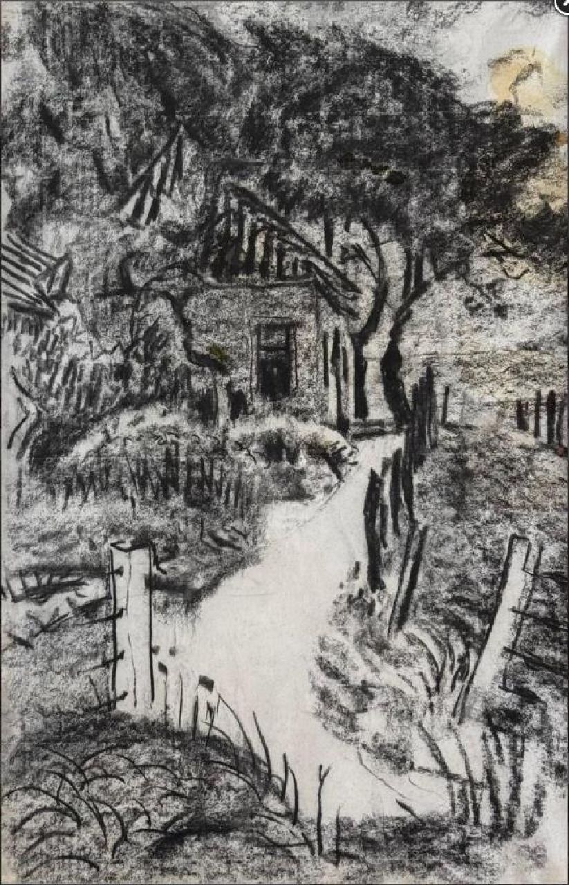 Altink J. | Jan Altink | Watercolours and drawings offered for sale | The farm Blauwborgje near Groningen, charcoal on paper 47.8 x 30.6 cm, zonder lijst Altink J. | Jan Altink | Watercolours and drawings offered for sale | The farm Blauwborgje near Groningen, charcoal on paper 47.8 x 30.6 cm, zonder lijst