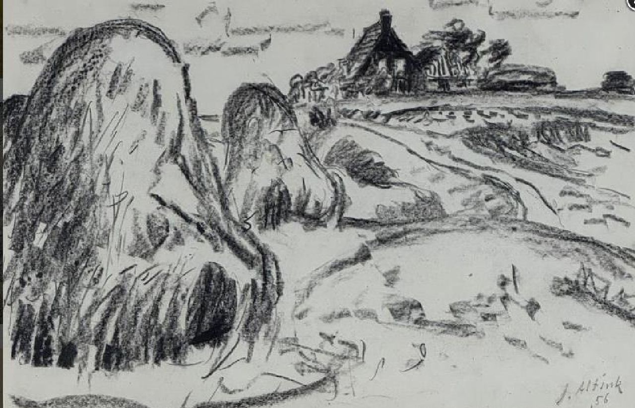 Altink J.  | Jan Altink | Watercolours and drawings offered for sale | -, chalk on paper 32.0 x 48.0 cm, signed l.r. and dated '56