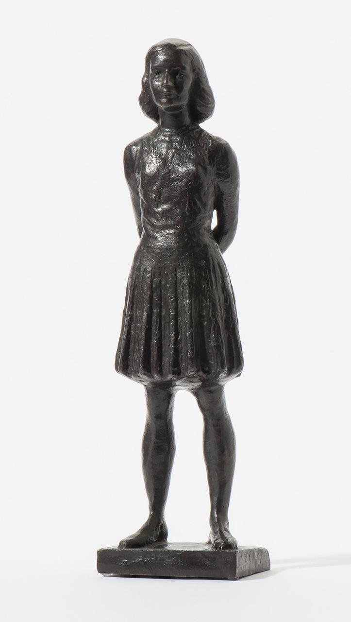 d'Hont P.H.  | 'Pieter' Hermanus d'Hont | Sculptures and objects offered for sale | Anne Frank, bronze 42.0 x 11.0 cm, executed ca. 1959