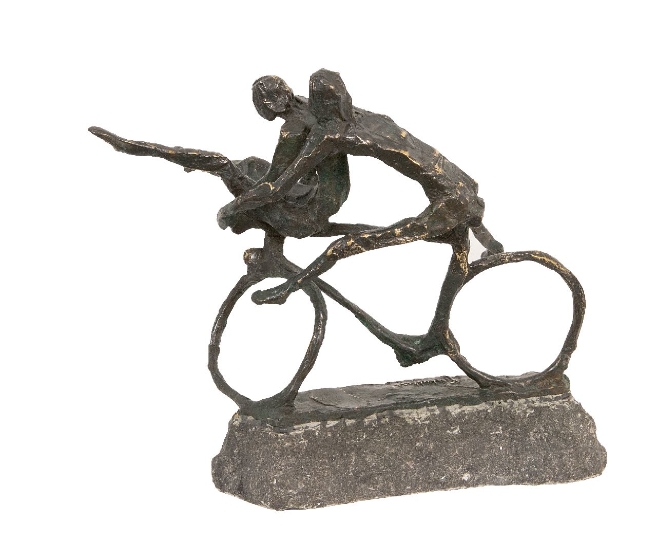 Bakker W.F. | Willem Frederik 'Jits' Bakker | Sculptures and objects offered for sale | Children playing on a bicycle, bronze 20.0 x 21.0 cm, signed on the base Bakker W.F. | Willem Frederik 'Jits' Bakker | Sculptures and objects offered for sale | Children playing on a bicycle, bronze 20.0 x 21.0 cm, signed on the base
