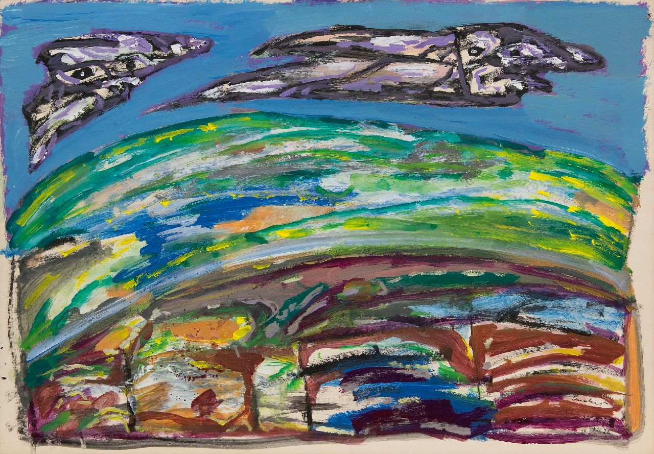 Lucebert (Lubertus Jacobus Swaanswijk)   | Lucebert (Lubertus Jacobus Swaanswijk) | Watercolours and drawings offered for sale | Untitled, gouache on paper 70.0 x 100.9 cm, signed l.r. and dated '78.XII.20