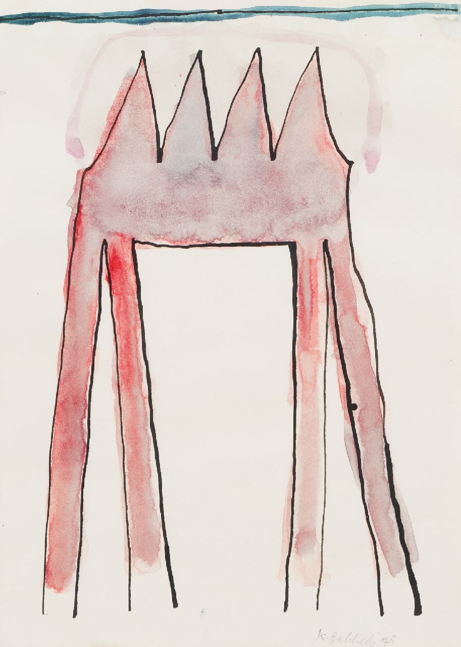 Gubbels K. | Klaas Gubbels | Watercolours and drawings offered for sale | Red table, ink and watercolour on paper 14.8 x 10.5 cm, signed l.r. and dated '75 Gubbels K. | Klaas Gubbels | Watercolours and drawings offered for sale | Red table, ink and watercolour on paper 14.8 x 10.5 cm, signed l.r. and dated '75