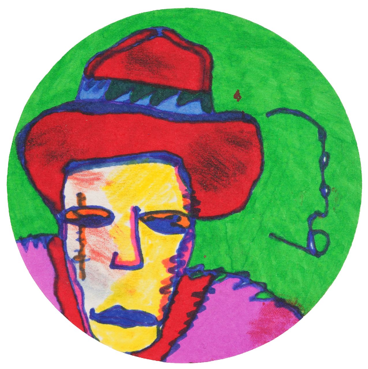 Brood H.  | Herman Brood |  offered for sale | Coaster, acrylic on felt paper, signed c.r.