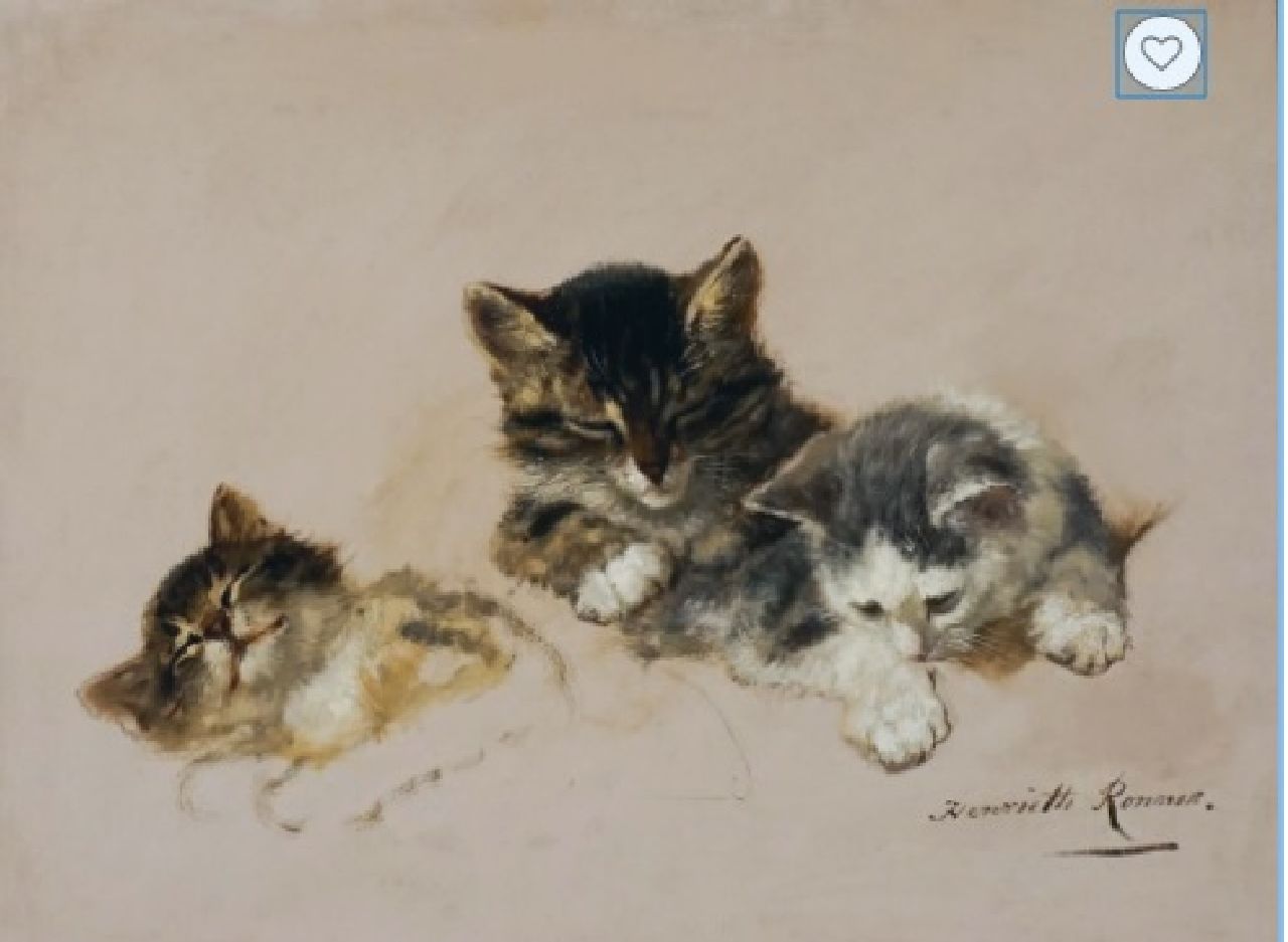 Ronner-Knip H.  | Henriette Ronner-Knip | Paintings offered for sale | Three sleepy kittens, oil on panel 27.3 x 35.6 cm