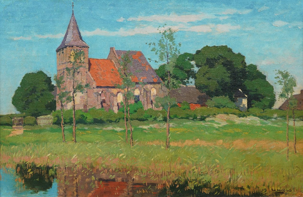 Wiggers D.  | Dirk 'Derk' Wiggers | Paintings offered for sale | Landscape with the church of Persingen, oil on canvas 40.0 x 60.0 cm, signed l.r. and without frame