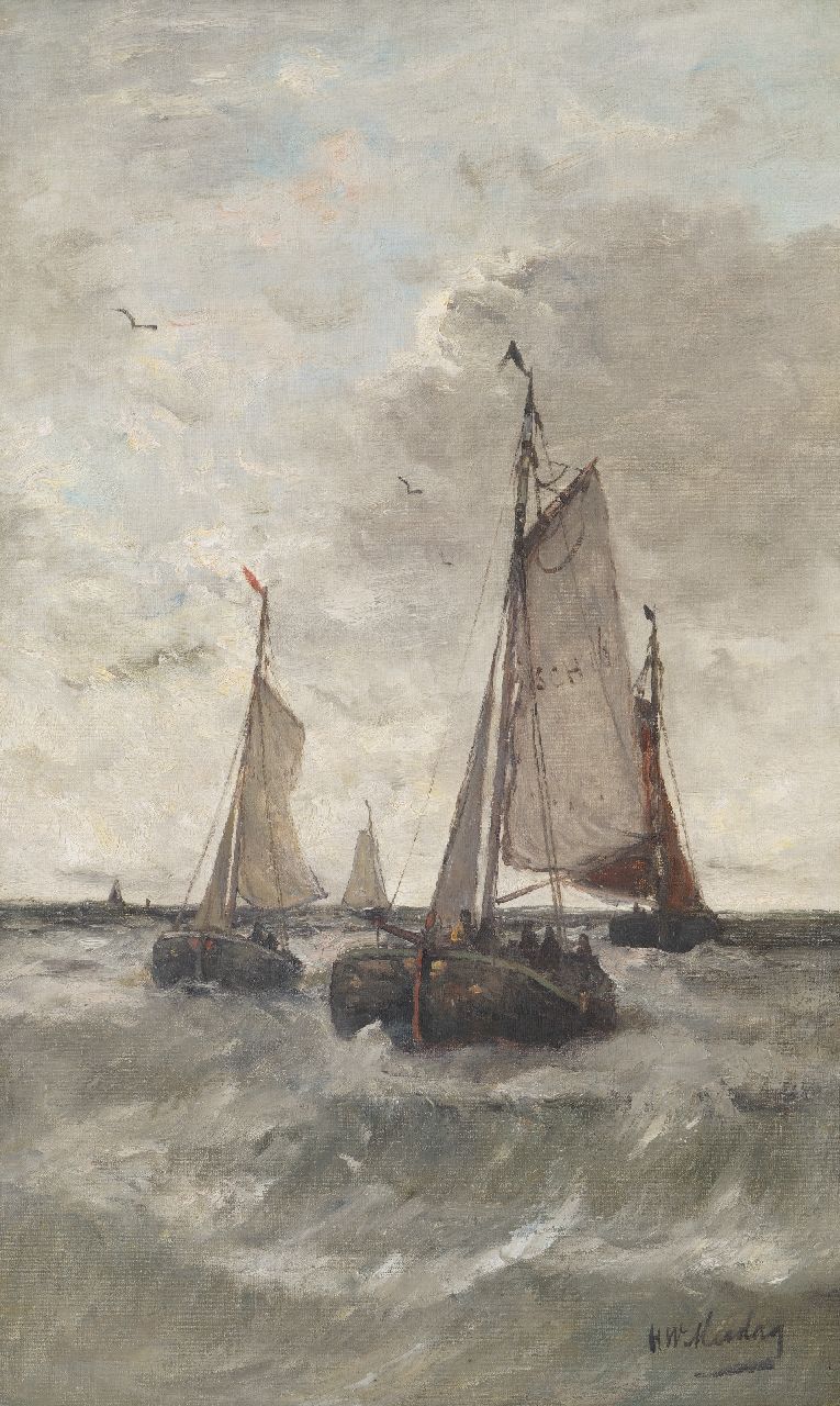 Mesdag H.W.  | Hendrik Willem Mesdag | Paintings offered for sale | Return from the fishing grounds, Scheveningen, oil on canvas 78.1 x 48.1 cm, signed l.r.