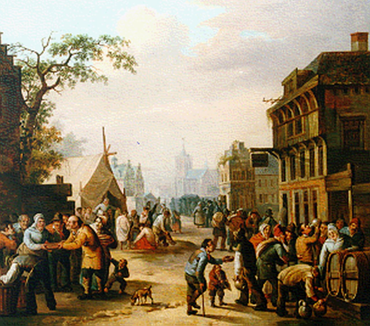 Gerrit Schimmelpenninck Gzn | Daily activites in a Dutch town, oil on canvas, 47.0 x 53.0 cm, signed l.r.