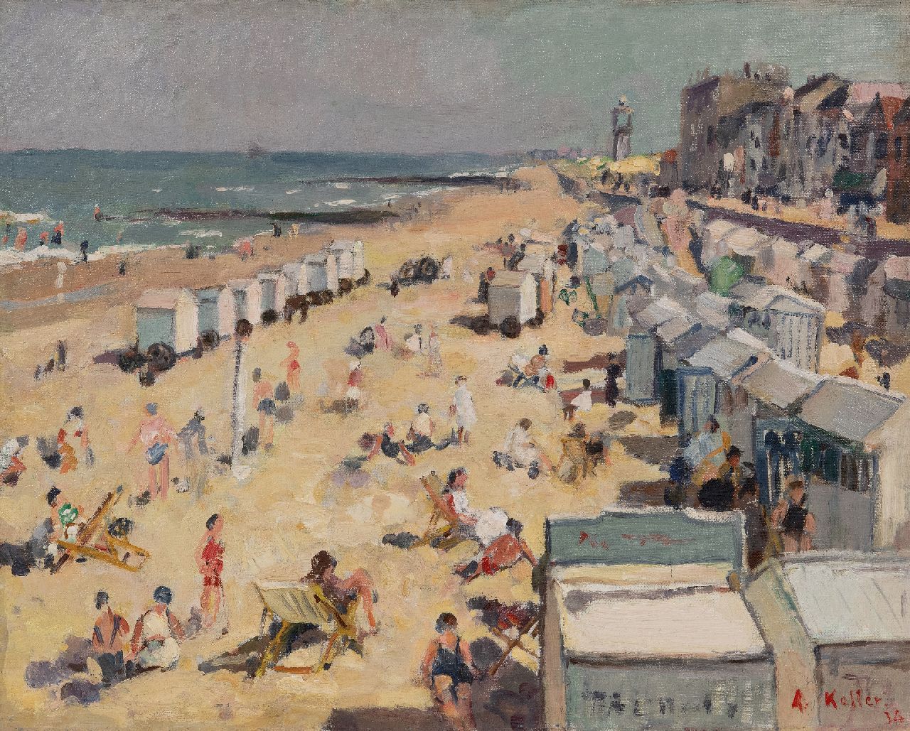 Keller A. | Adolphe Keller | Paintings offered for sale | Beach fun at IJmuiden, oil on canvas 40.2 x 50.3 cm, signed l.r. and dated '34 Keller A. | Adolphe Keller | Paintings offered for sale | Beach fun at IJmuiden, oil on canvas 40.2 x 50.3 cm, signed l.r. and dated '34