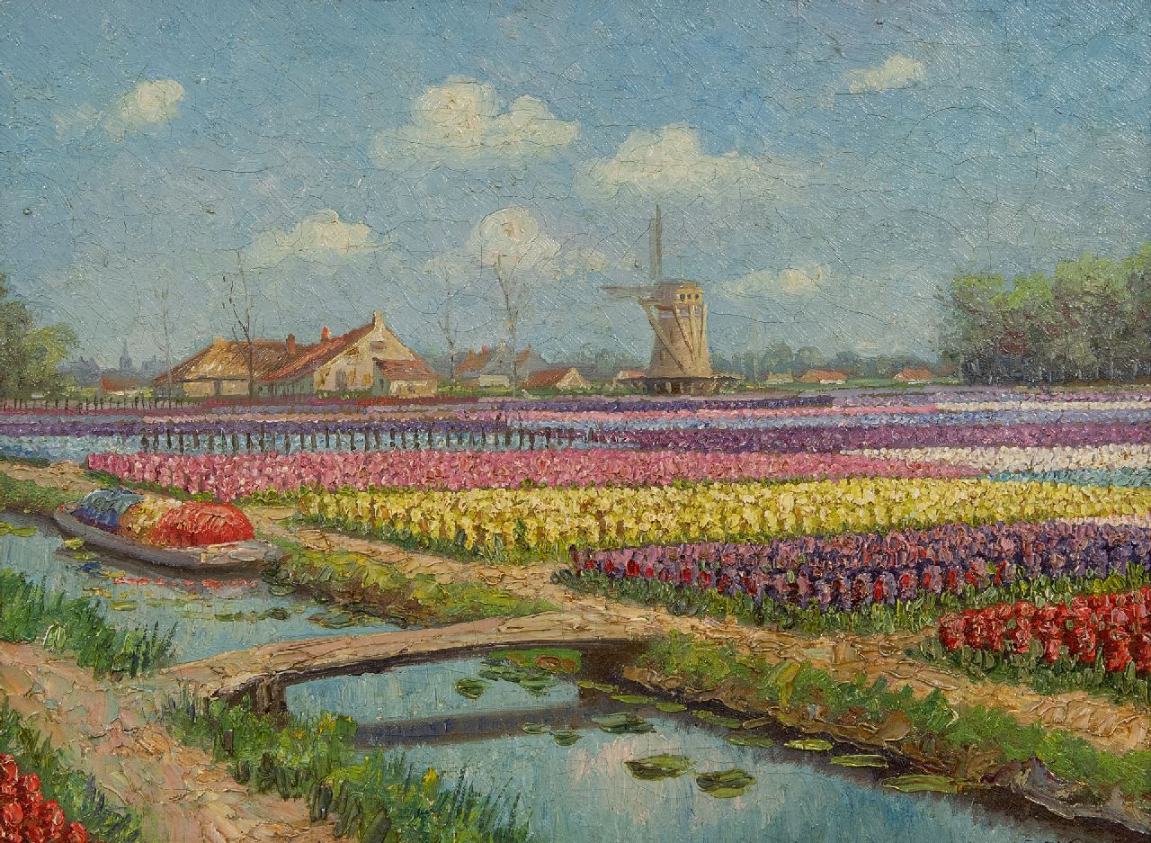 Fels C.L.  | Cornelis Lambertus Fels, Flower bulb fields, oil on canvas 30.3 x 40.3 cm, signed l.r.