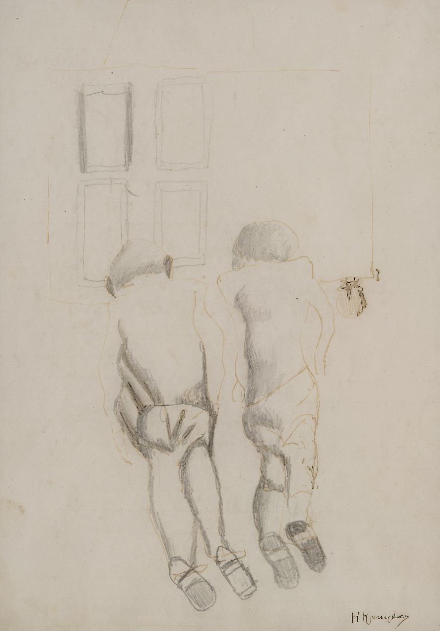 Kruyder H.J.  | 'Herman' Justus Kruyder | Watercolours and drawings offered for sale | Two figures, mixed media on paper 24.4 x 18.0 cm, signed l.r.