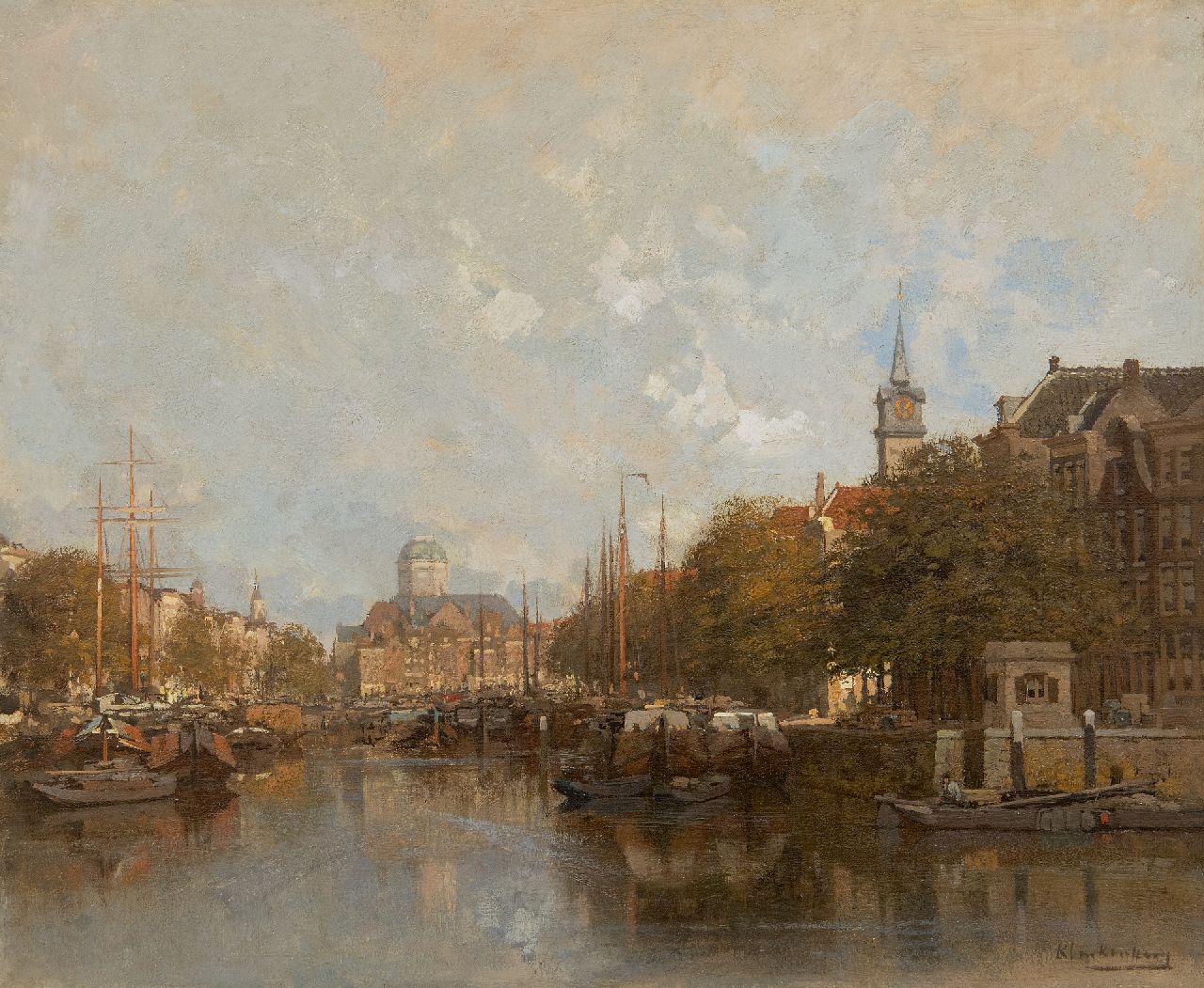 Klinkenberg J.C.K.  | Johannes Christiaan Karel Klinkenberg | Paintings offered for sale | The Leuvehaven in Rotterdam, oil on canvas 39.1 x 47.1 cm, signed l.r.