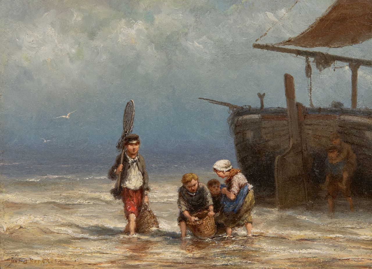 Koekkoek J.H.B.  | Johannes Hermanus Barend 'Jan H.B.' Koekkoek | Paintings offered for sale | Junge Fischer am Strand, oil on canvas 25.0 x 33.8 cm, signed l.l.