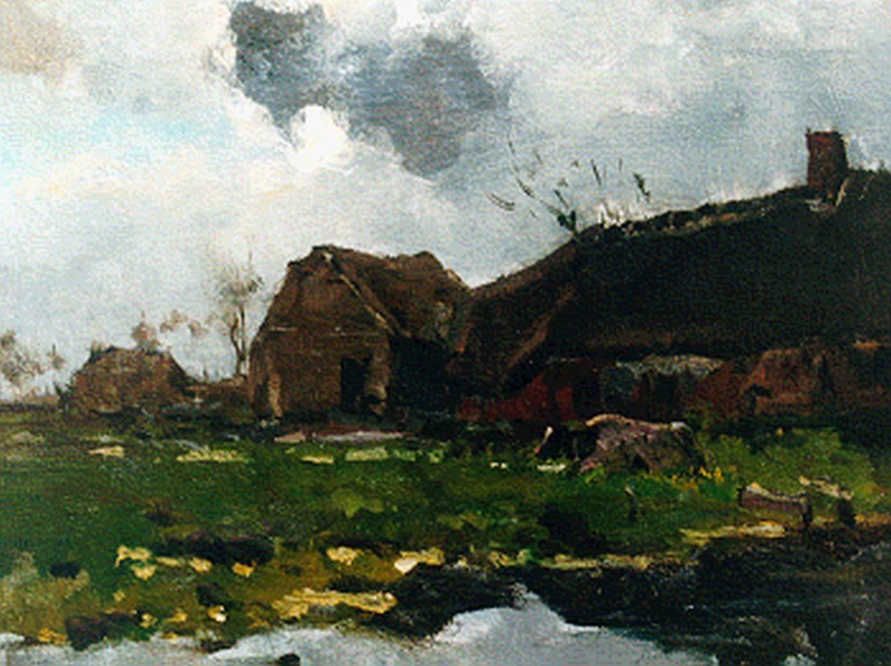 Verster van Wulverhorst (Floris Verster) F.H.  | Floris Hendrik Verster van Wulverhorst (Floris Verster), A farmyard, oil on canvas 29.9 x 41.2 cm