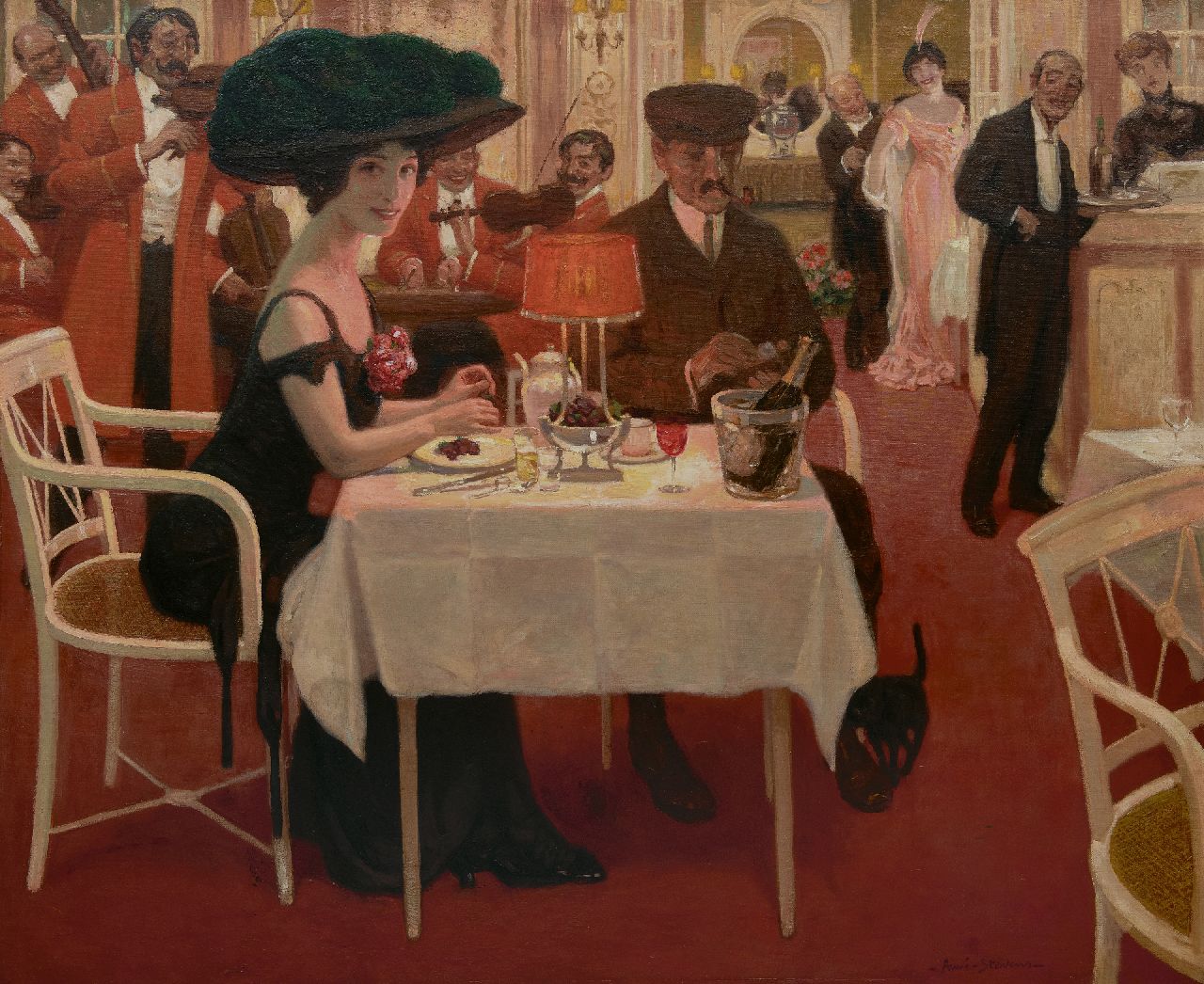 Stevens A.  | Aimé Stevens | Paintings offered for sale | The steep bill soirée, oil on canvas 100.1 x 121.0 cm, signed l.r.