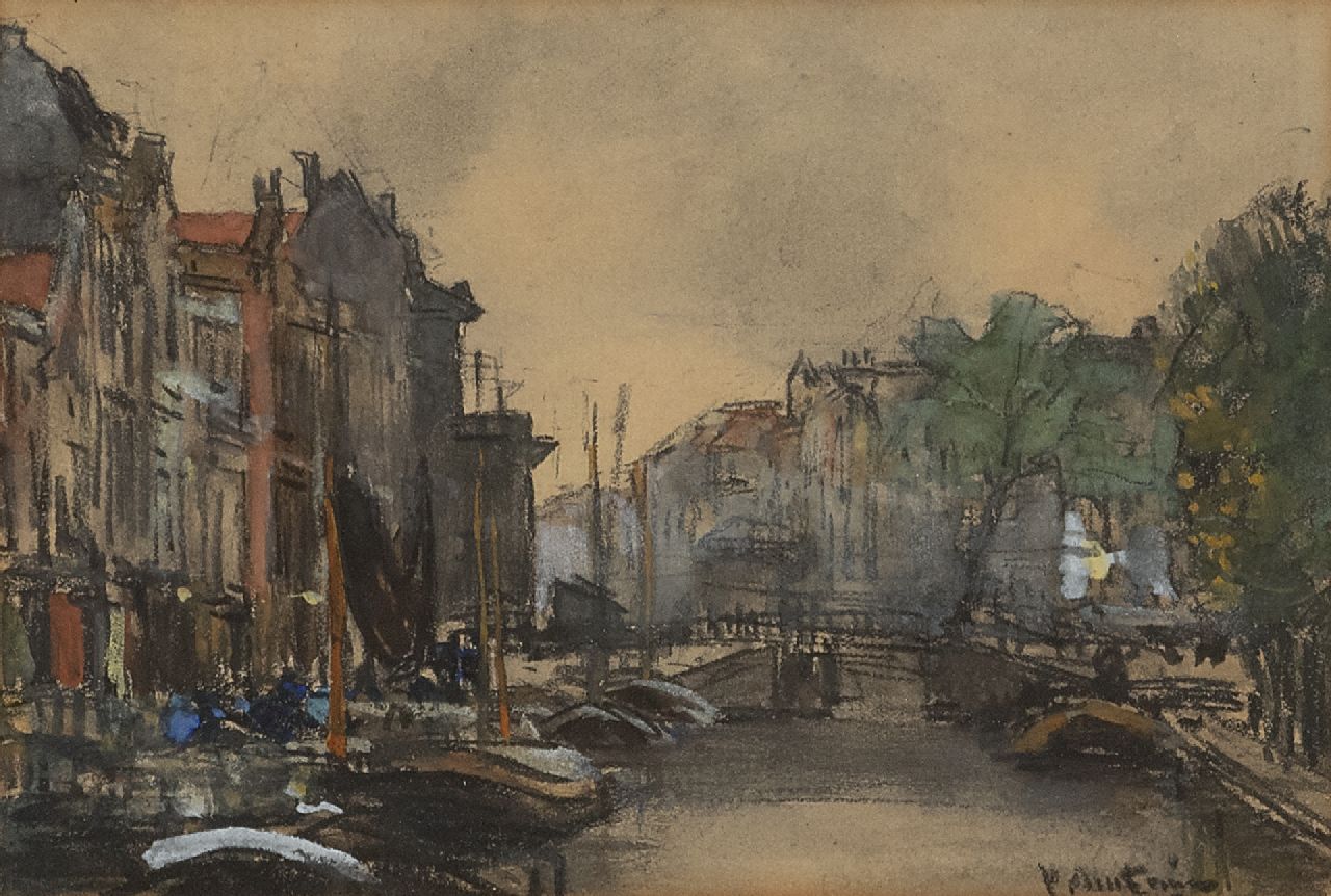 Arntzenius P.F.N.J. | Pieter Florentius Nicolaas Jacobus 'Floris' Arntzenius, View on a Dutch canal, black chalk and watercolour on paper 13.1 x 19.2 cm, signed l.r. Arntzenius P.F.N.J. | Pieter Florentius Nicolaas Jacobus 'Floris' Arntzenius, View on a Dutch canal, black chalk and watercolour on paper 13.1 x 19.2 cm, signed l.r.