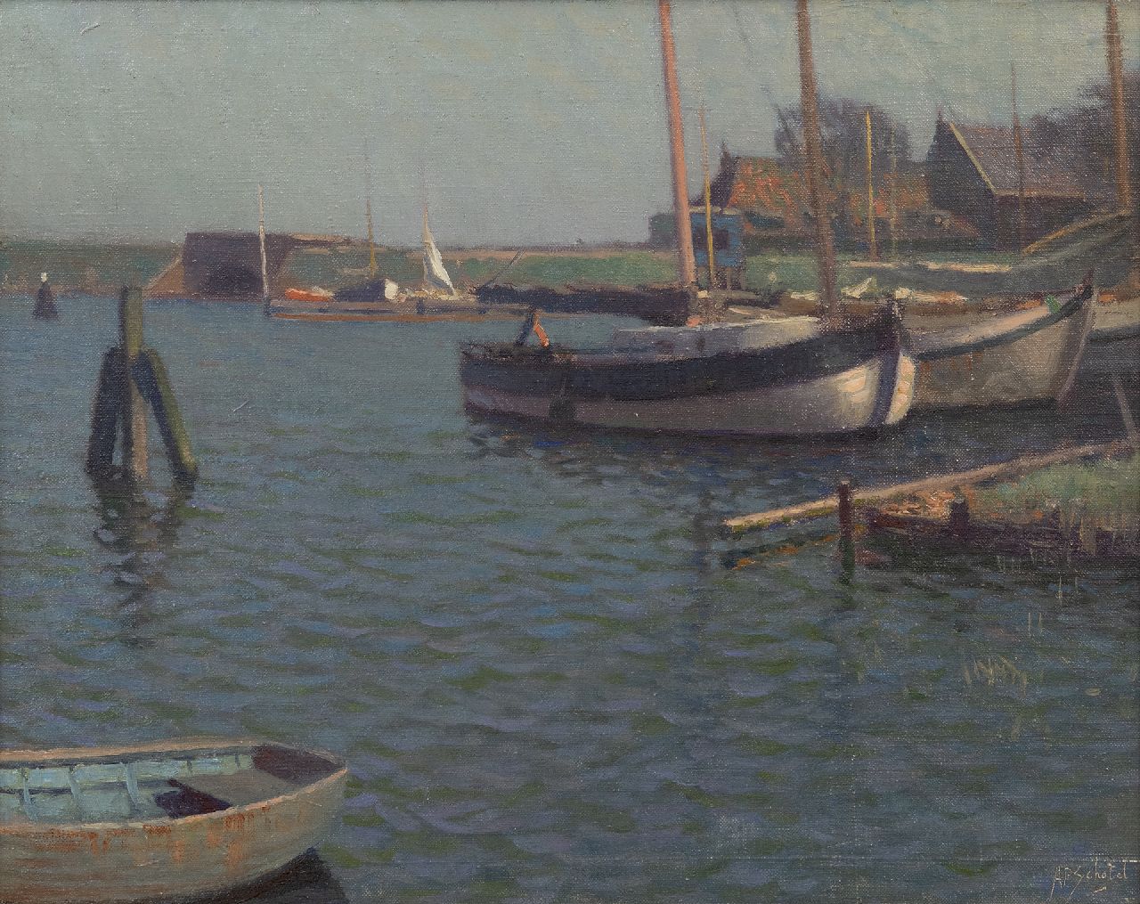 Schotel A.P. | Anthonie Pieter Schotel | Paintings offered for sale | Shipyard at Muiden, oil on canvas 40.3 x 50.4 cm, signed l.r. Schotel A.P. | Anthonie Pieter Schotel | Paintings offered for sale | Shipyard at Muiden, oil on canvas 40.3 x 50.4 cm, signed l.r.