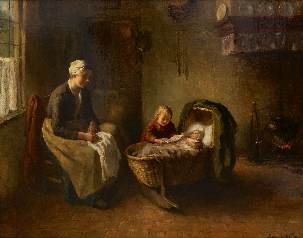 Hoog J.B. de | Johan 'Bernard' de Hoog | Paintings offered for sale | Reading aloud, oil on canvas 80.2 x 100.7 cm, signed l.r.