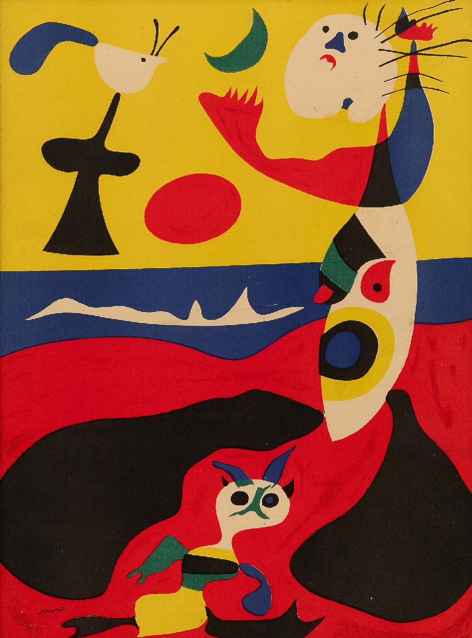 Miró (Joan Miró i Ferrà) J.  | Joan Miró (Joan Miró i Ferrà) |  offered for sale | L'été (Illustration from the French magazine Verve, 3, 1938), stencil on paper 35.6 x 26.2 cm, signed l.l. (in the stone) and dated on the reverse 'Mars' 1938