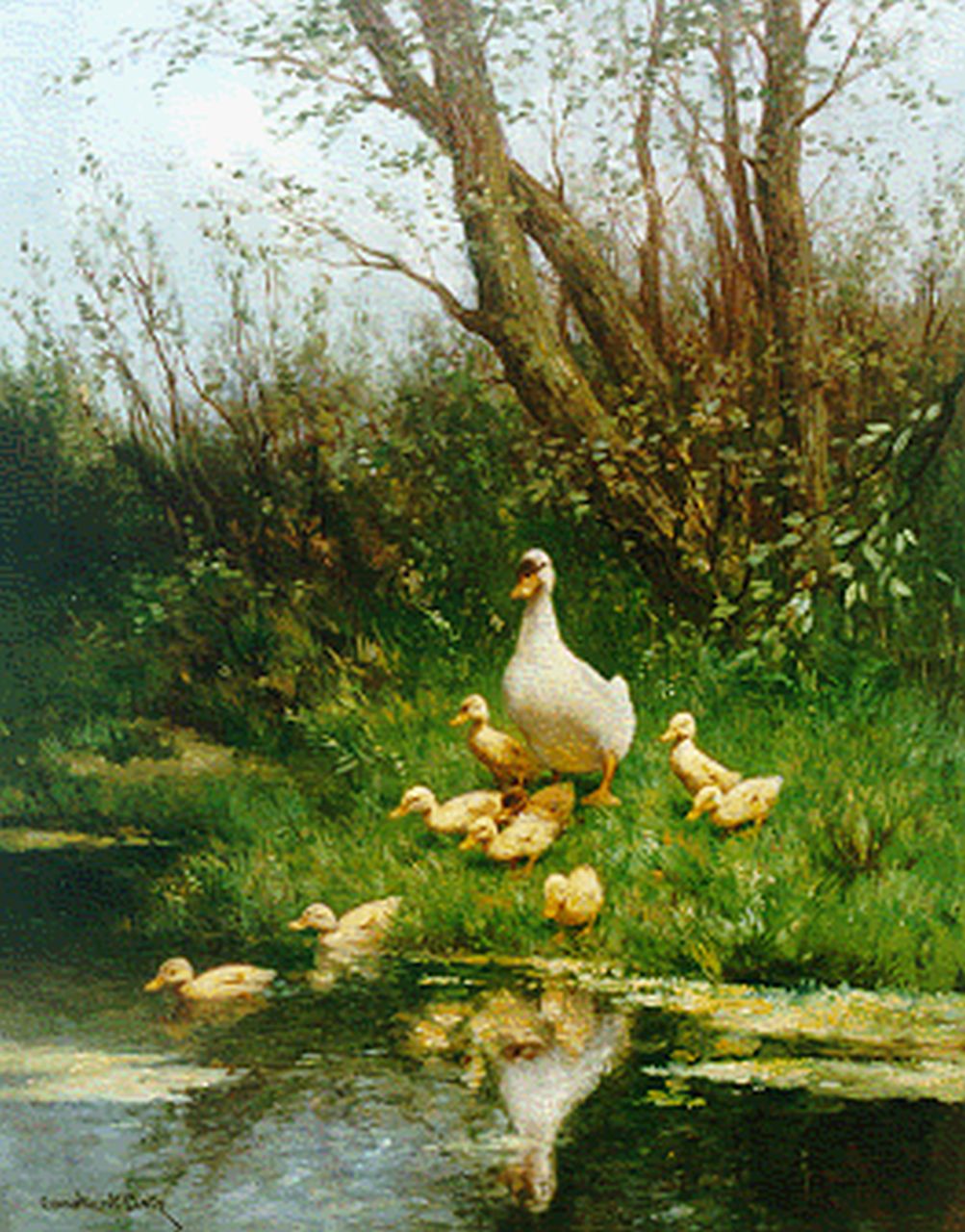 Artz C.D.L.  | 'Constant' David Ludovic Artz, Ducks with ducklings watering, oil on canvas 50.0 x 40.0 cm, signed l.l.