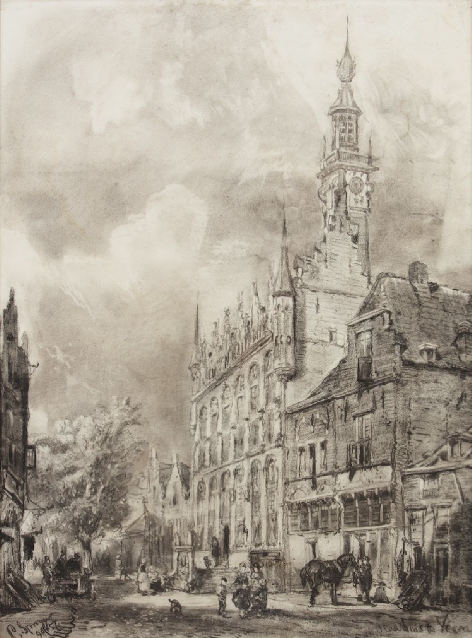 Springer C. | Cornelis Springer | Watercolours and drawings offered for sale | Town Hall in Veere, pencil and chalk on paper 67.0 x 50.0 cm, signed l.l. and dated 9 okt '57 Springer C. | Cornelis Springer | Watercolours and drawings offered for sale | Town Hall in Veere, pencil and chalk on paper 67.0 x 50.0 cm, signed l.l. and dated 9 okt '57