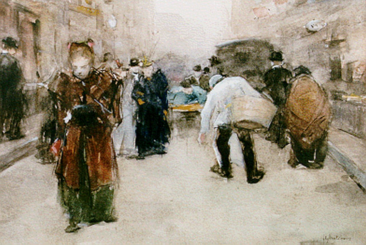 Arntzenius P.F.N.J.  | Pieter Florentius Nicolaas Jacobus 'Floris' Arntzenius, A view of the Hoogstraat, The Hague, watercolour on paper 17.6 x 25.0 cm, signed l.r. and dated '95