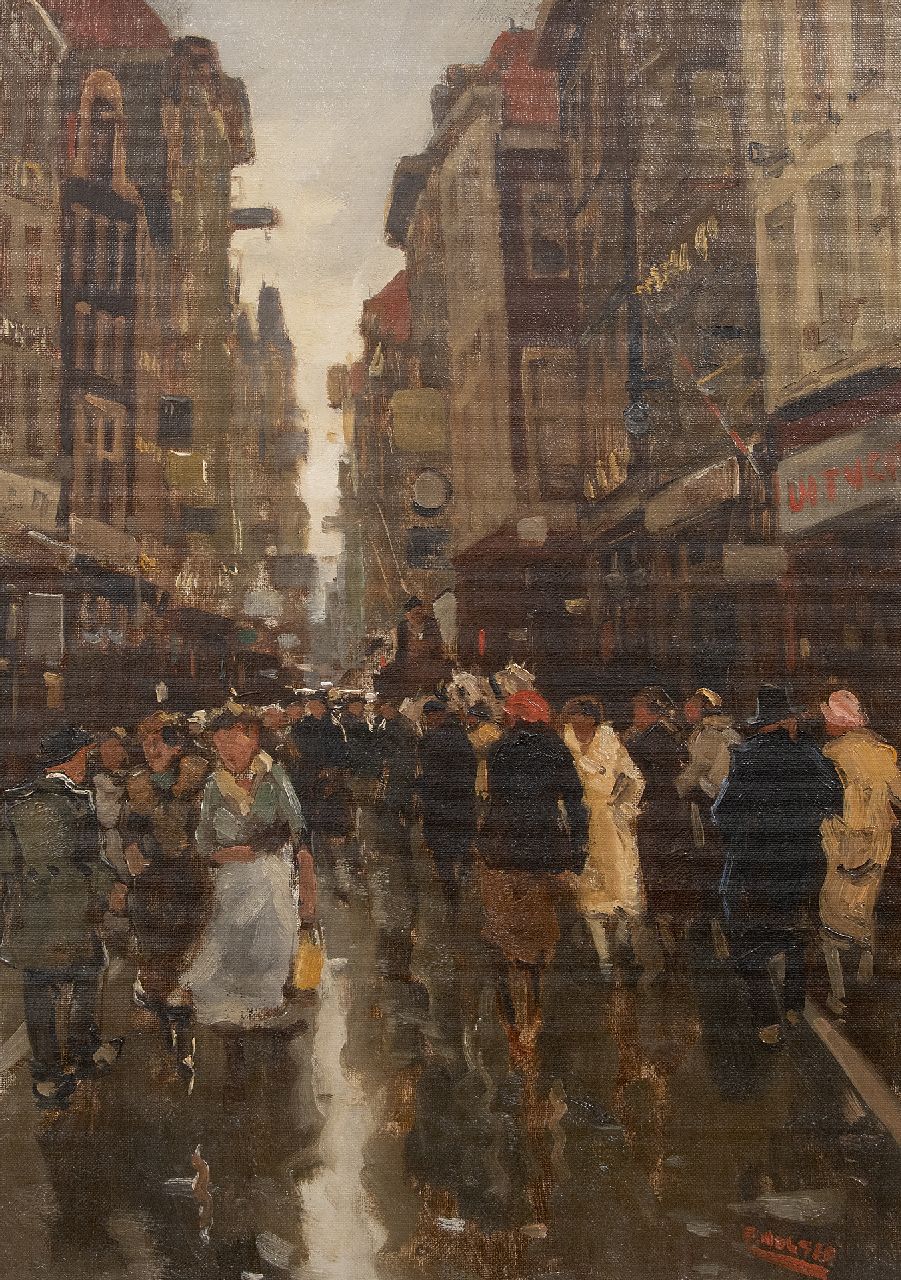 Noltee B.C.  | Bernardus Cornelis 'Cor' Noltee | Paintings offered for sale | A view of the Spuistraat, The Hague, oil on canvas 49.7 x 33.7 cm, signed l.r.