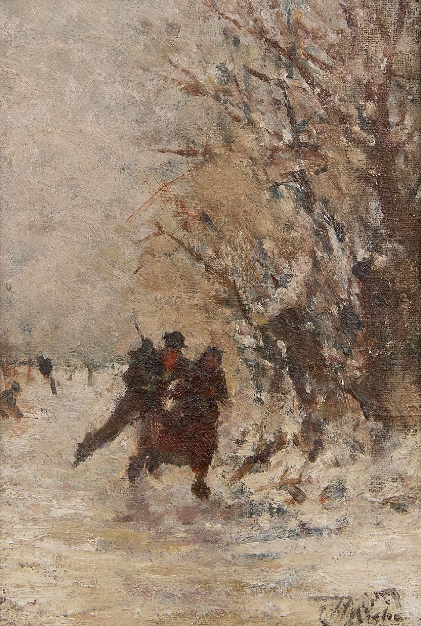 Seben H. van | Henri van Seben | Paintings offered for sale | A couple skating in a winter landscape, oil on canvas laid down on panel 17.4 x 11.7 cm, signed l.r. Seben H. van | Henri van Seben | Paintings offered for sale | A couple skating in a winter landscape, oil on canvas laid down on panel 17.4 x 11.7 cm, signed l.r.