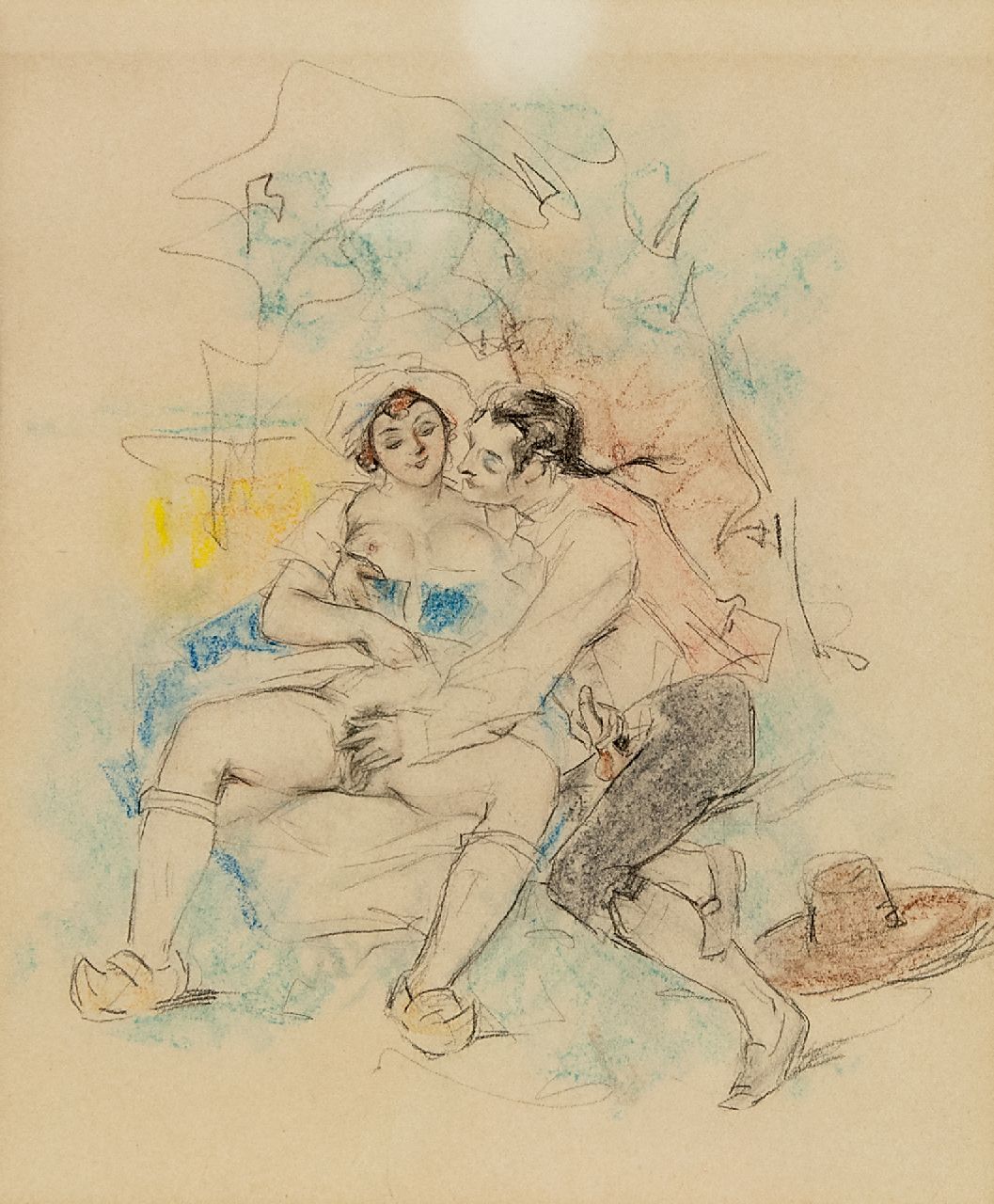 Poulton T.L.  | Thomas Leycester 'Tom' Poulton, Idylle, coloured pencil on paper 21.5 x 18.0 cm