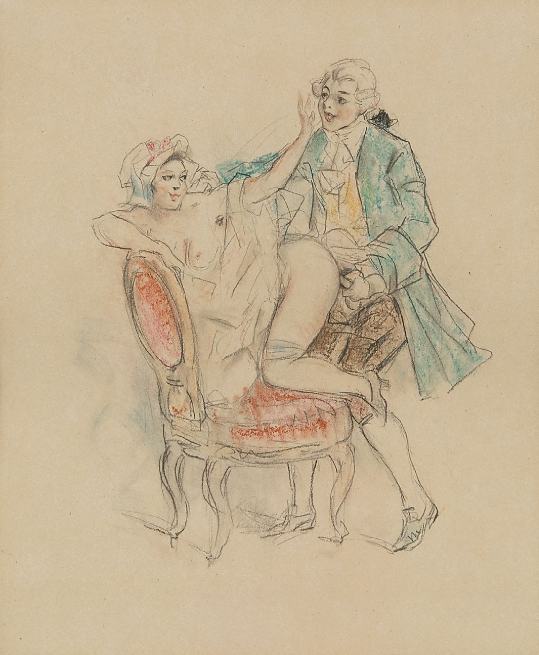 Poulton T.L.  | Thomas Leycester 'Tom' Poulton, Tu te trompes brigand!, coloured pencil on paper 21.5 x 18.0 cm