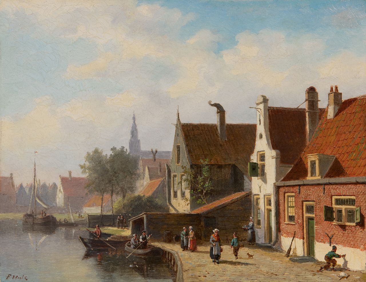 Hulk sr. J.F.  | Johannes Frederik Hulk sr., A view in Antwerp, oil on panel 31.5 x 40.7 cm, signed l.l.