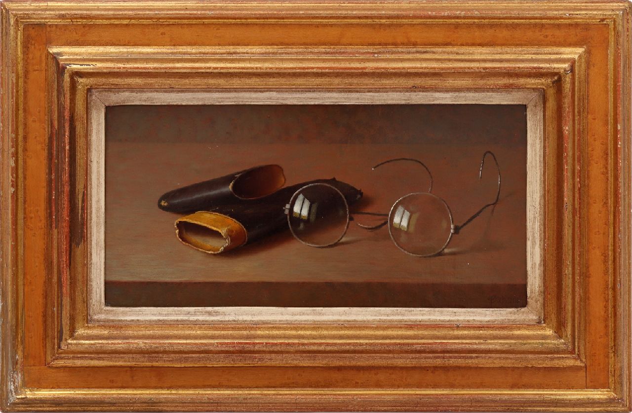 Bubarnik A.G. | Andreas Gyula Bubarnik | Paintings offered for sale | Still life of a pair of glasses and a case, oil on canvas laid down on panel 14.0 x 28.0 cm, signed l.r. Bubarnik A.G. | Andreas Gyula Bubarnik | Paintings offered for sale | Still life of a pair of glasses and a case, oil on canvas laid down on panel 14.0 x 28.0 cm, signed l.r.