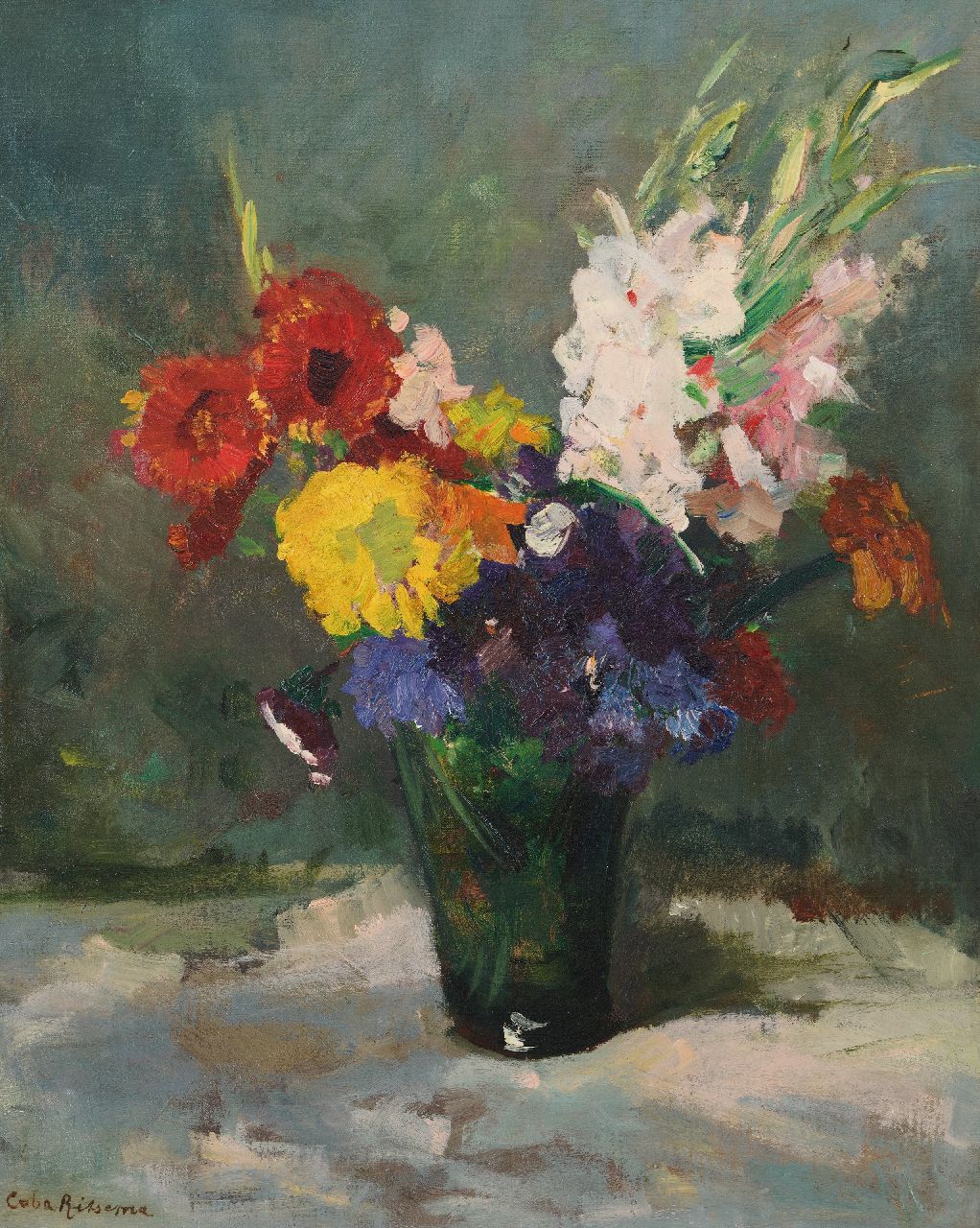 Ritsema J.J.  | Jacoba Johanna 'Coba' Ritsema | Paintings offered for sale | Flower bouquet, oil on canvas 60.5 x 49.5 cm, signed l.l.