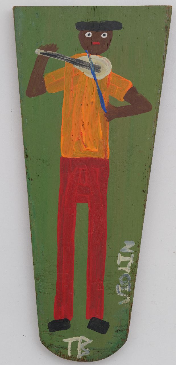 Brown T.  | Timothy 'Tim' Brown | Paintings offered for sale | Playing the violin, oil on wood 56.0 x 24.8 cm, signed l.c. and on the reverse with monogram