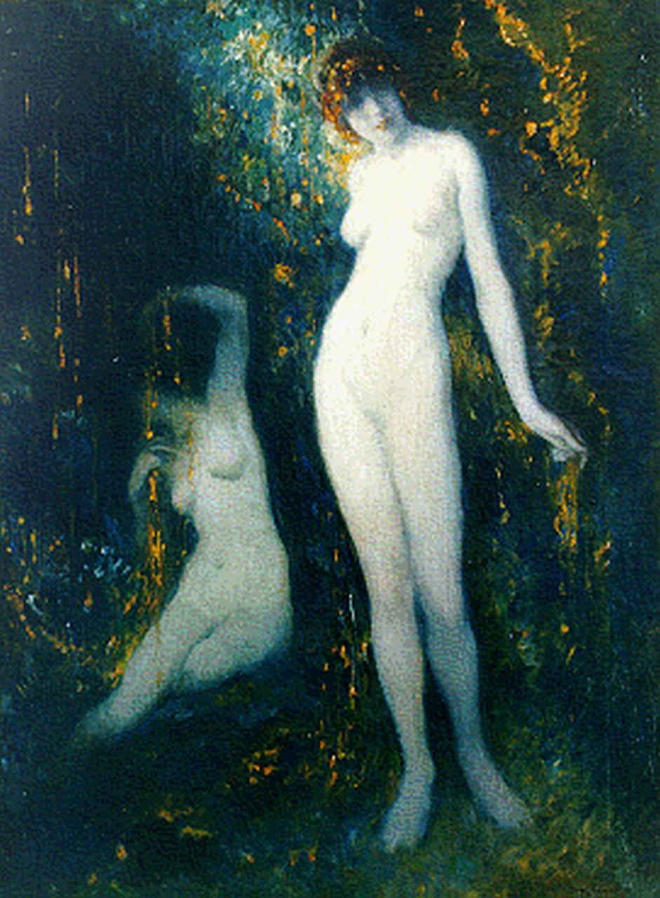 Mora F.L.  | Francis Luis Mora, Two nudes, oil on canvas 60.9 x 45.8 cm, signed l.r.